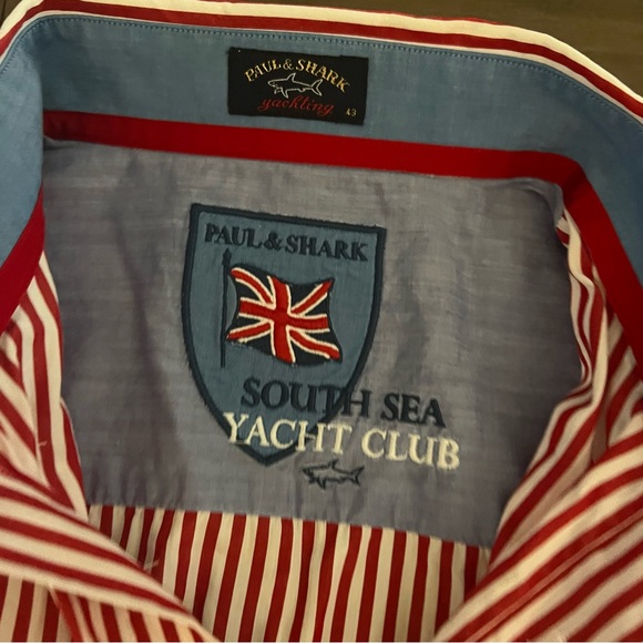Paul & Shark South Sea Yacht Club button down classic red white stripe 43  (XL) - Picture 4 of 11
